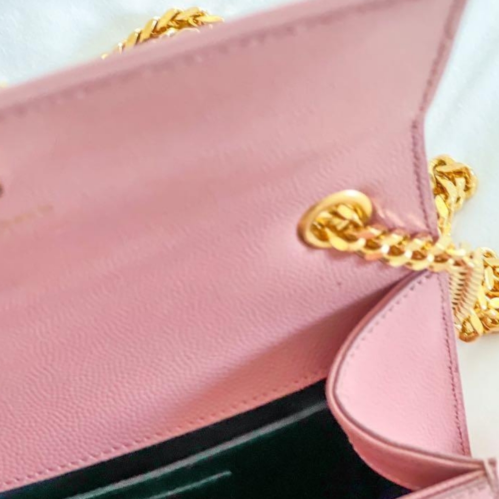 YSL Saint Laurent KATE SMALL Grain de Poudre Shoulder/Crossbody BABY PINK BLUSH - Picture 7 of 16